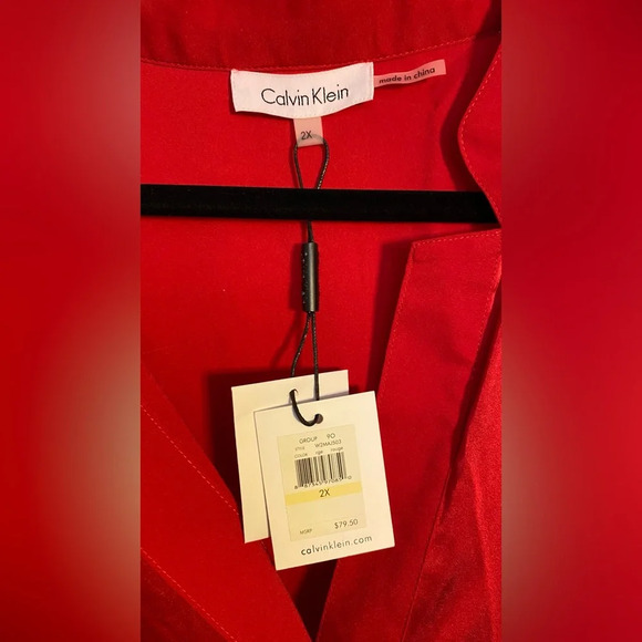 NWT Calvin Klein Red Roll Up Sleeve Top Size 2X - Picture 3 of 6
